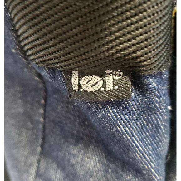 VTG LEI Denim Handbag Y2K Retro Tote Messenger Bag Flap Fold Over w/ ID Card! - Picture 10 of 15